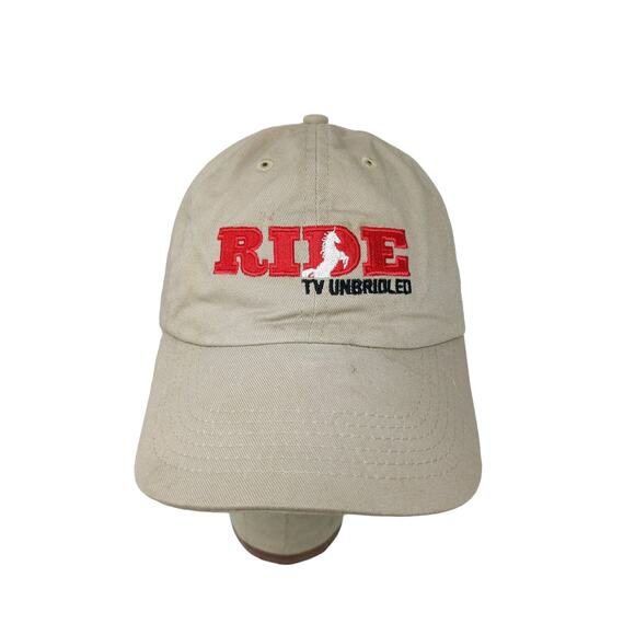 Ride TV Unbridled Horse Equestrian Slideback Hat Embroidered Logo Tan - Picture 1 of 9